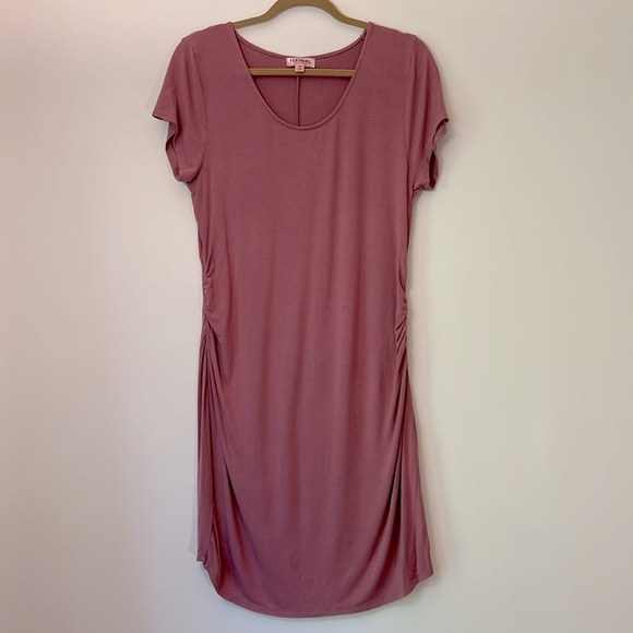 Feathers Maternity Dresses knit comfy set of 2 military green and mauve EUC - Picture 2 of 15